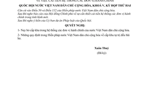 Nghị quyết cải tiến hệ thống các đơn vị hành chính