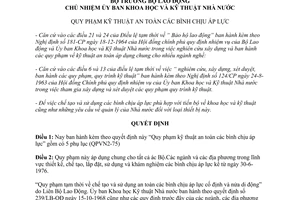 Quyết định 735/LB-QĐ 1975 Quy phạm kỹ thuật an toàn các bình chịu áp lực