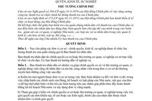 Quyết định 25-TTg tổ chức Ban thanh tra nhân dân các đơn vị cơ sở chính quyền, kinh tế, sự nghiệp