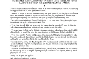 Nghị quyết 19-CP tổ chức sản xuất,đưa quản lý kinh tế vào nền nếp và cải tiến tạo điều kiện đòi hỏi xí nghiệp người lao động thực hiện tốt kế hoạch NN