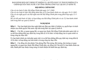Nghị Định 24-CP Bản quy định về nhiệm vụ, quyền hạn và trách nhiệm của chính quyền Nhà nước cấp tỉnh trong lĩnh vực quản lý kinh tế