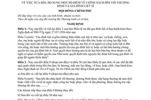 Nghi Định 45-CP bổ sung chính sách thương binh và gia đình liệt sĩ