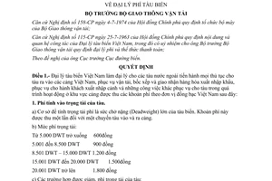 Quyết định 1843-QĐ đại lý phí tàu biển