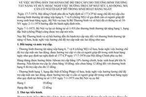 Thông tư 6-TBXH hướng dẫn chế độ trợ cấp thương binh thương tật nặng về hưu nghỉ việc hưởng trợ cấp mất sức lao động người giúp đỡ sinh hoạt hàng ngày