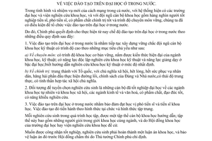 Quyết Định 224-TTg đào tạo trên đại học ở trong nước
