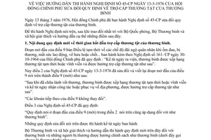 Thông tư 7-TBXH trợ cấp thương tật binh hướng dẫn Nghị định 45-CP