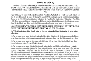 Thông tư liên bộ 770-TT/LB quy định liên quan công tác ngân hàng tài chính Điều lệ chế độ hợp đồng kinh tế