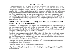 Thông Tư Liên Bộ 409-TT/LB áp dụng giá cả trong ký kết thực hiện hợp đồng kinh tế