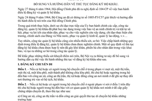 Thông Tư 433-TT Bổ sung hướng dẫn thủ tục đăng ký hộ khẩu