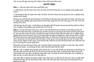 Quyết Định 302-TTg chế độ báo cáo, hệ thống chi tiêu kế hoạch sản xuất  kỹ thuật  tài chính hàng năm của xí nghiệp công nghiệp quốc doanh