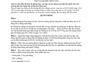 Quyết định 314-TTg chế độ giáo viên, học sinh trường đại học hàng hải và đại học thủy sản