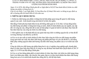 Thông tư 341-KHKT/TT hướng dẫn Điều lệ kiểm tra chất lượng sản phẩm hàng hoá