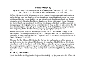 Thông tư liên tịch 32-TT/LB chế độ trang phục bồi dưỡng giáo viên chuyên trách nửa chuyên trách thể dục thể thao