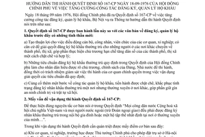 Thông tư 01-TT/BNV tăng cường công tác đăng ký, quản lý hộ khẩu hướng dẫn Quyết định 167-CP