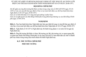 Nghị Định 217-CP bổ sung bản quy định bảo vệ an toàn lưới điện cao thế