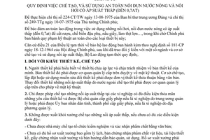 Thông Tư 21-LĐ/TT chế tạo sử dụng an toàn nồi đun nước nóng nồi hơi có áp suất thấp đến 0,7at