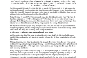 Thông Tư 16-TBXH Hướng dẫn giải quyết chế độ tiền tuất công nhân viên chức quân nhân người miền Nam tập kết chết miền Bắc kháng chiến chống Mỹ