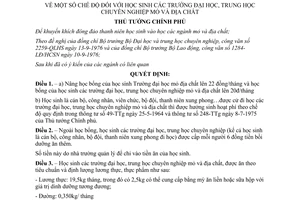 Quyết định 491-TTg  chế độ học sinh trường đại học, trung học chuyên nghiệp mỏ và địa chất