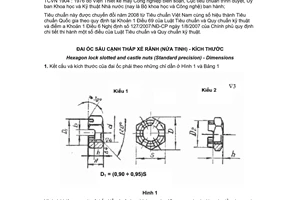 Tiêu chuẩn quốc gia TCVN 1904:1976 về Đai ốc sáu cạnh thấp xẻ rãnh (nửa tinh) - Kích thước
