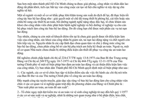 Chỉ thị 02/CT-UB biện pháp đẩy mạnh công tác đảm bảo an toàn lao động cải thiện điều kiện làm việc công nhân