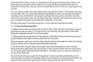 Thông tri 01/TT-UB tăng cường quản lý mua bán vận chuyển lương thực trong thành phố