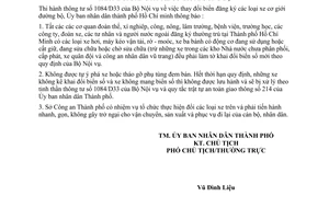 Thông báo 03/TB-UB thay đổi đăng ký xe cơ giới đường bộ