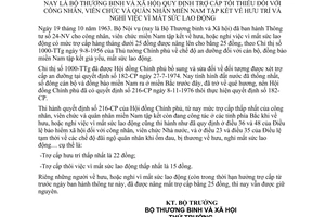 Thông tư 04-TBXH trợ cấp tối thiểu công nhân viên chức quân nhân miền Nam tập kết hưu trí nghỉ việc mất sức lao động hướng dẫn Thông tư 24-NV