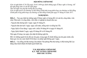 Nghị định 13-CP sửa đổi những ngày lễ được nghỉ có lương