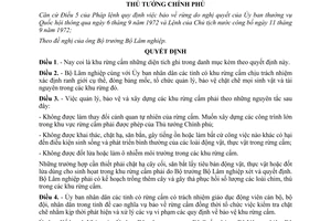 Quyết định 41-TTg quy định khu rừng cấm