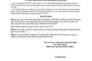 Quyết định 99/QĐ-UB phụ cấp 25% lương chính cho cán bộ công nhân viên chức