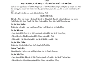 Quyết định  619-VP18 thành lập xã và điều chỉnh địa giới  xã thuộc tỉnh Nghệ Tĩnh
