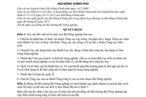 Quyết định 52-CP sửa đổi tổ chức  Bộ Nông nghiệp