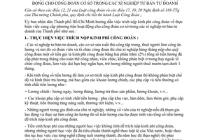 Chỉ thị 10/CT-UB trích nộp kinh phí công đoàn cung cấp phương tiện hoạt động công đoàn cơ sở xí nghiệp tư bản tư doanh