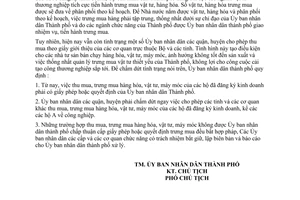 Công văn 477/UB  chỉ đạo các ngành vật tư thương nghiệp tích cực tiến hành trưng mua vật tư, hàng hóa