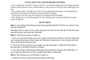 Quyết định 218/QĐ-UB/TC thành lập Hội đồng quy hoạch tổng hợp thành phố Hồ Chí Minh