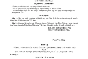 Nghị định 115-CP Điều lệ về đầu tư của nước ngoài ở nước Cộng hòa xã hội chủ nghĩa Việt Nam