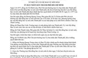 Công văn 733/UB vấn đề bảo vệ môi sinh