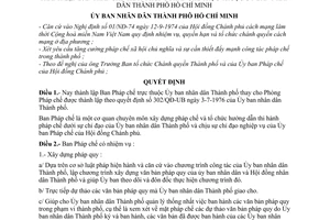 Quyết định 343/QĐ-UB-TC  thành lập Ban Pháp chế thay Phòng Pháp chế thuộc UBND thành phố Hồ Chí Minh