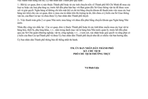 Công văn 957/UB quản lý chặt chẽ mua bán xe phụ tùng