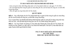 Quyết định 719/QĐ-UB chấp thuận cho Sở Tài chính lập kho trang bị quần áo mùa đông cho cán bộ mượn đi công tác