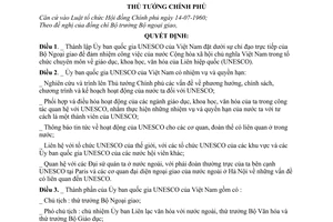 Quyết định  251-TTg  thành lập Ủy ban quốc gian UNESCO Việt Nam