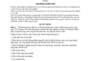 Quyết định 169-CP công tác điều tra thống kê tình hình cơ bản về đất trong cả nước