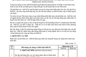Thông tư liên bộ 2615-TT/LB quy định tạm thời định mức chi phí khảo sát thiết kế công trình xây dựng cơ bản