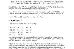 Thông tư 1657-VT/QL hướng dẫn Chỉ thị 160-TTg thu hồi sử dụng săm lốp ô-tô