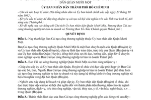 Quyết định 502/QĐ-UB thành lập Ban Cải tạo công thương nghiệp thuộc UBND Quận 11