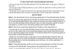 Quyết định 506/QĐ-UB thành lập Ban Cải tạo công thương nghiệp thuộc UBND Huyện Thủ Đức