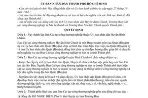 Quyết định 507/QĐ-UB thành lập Ban Cải tạo công thương nghiệp thuộc UBND Huyện Bình Chánh