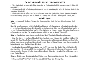 Quyết định 504/QĐ-UB  thành lập Ban Cải tạo công thương nghiệp thuộc Ủy ban nhân dân Quận Bình Thạnh