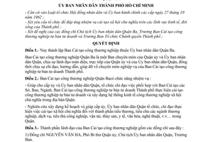 Quyết định 556/QĐ-UB thành lập Ban Cải tạo công thương nghiệp thuộc UBND Quận 3