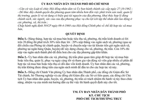 Quyết định tạm thời 1241/QĐ-UB trích lãi hợp tác xã mua bán  tiêu thụ của phườhg, xã, thị trấn